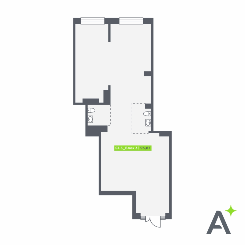 Помещение, 93.87 м² в ЖК "Аквилон Verba" - планировка, фото №1