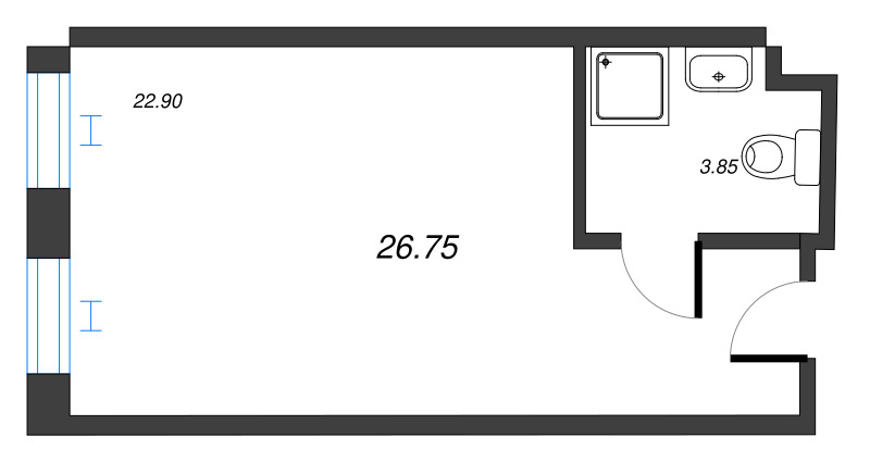 Квартира-студия, 26.97 м² в ЖК "We'll" - планировка, фото №1