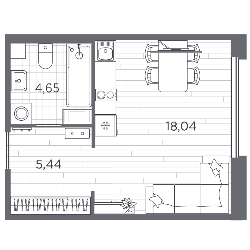 Квартира-студия, 28.13 м² в ЖК "PLUS Пулковский" - планировка, фото №1