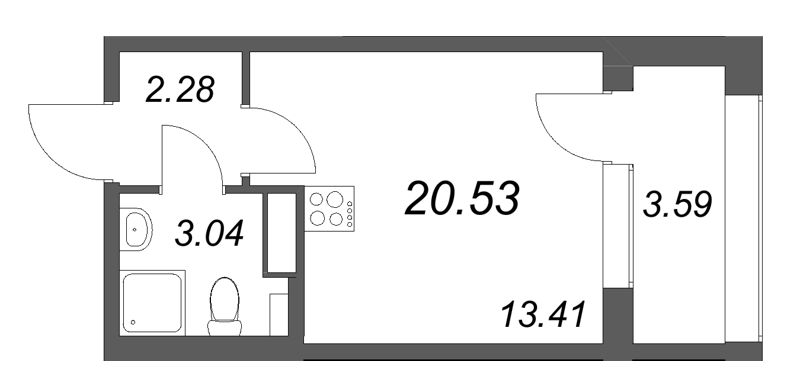 Квартира-студия, 20.53 м² в ЖК "Аурум" - планировка, фото №1