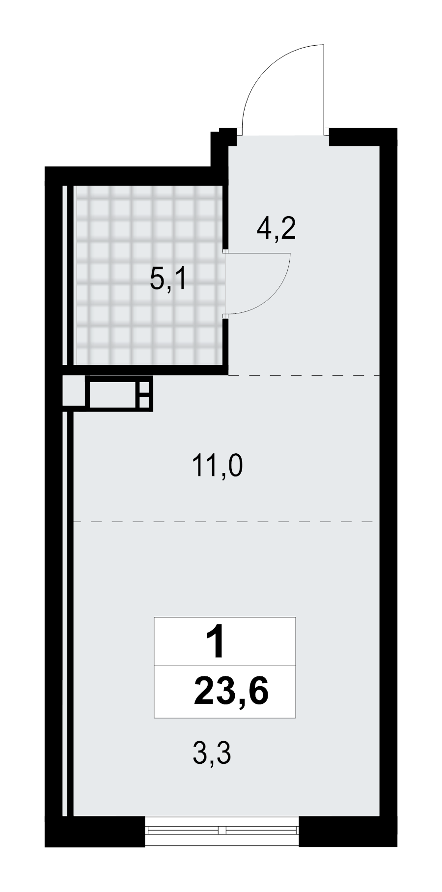 Квартира-студия, 23.62 м² в ЖК "А101 Лаголово" - планировка, фото №1