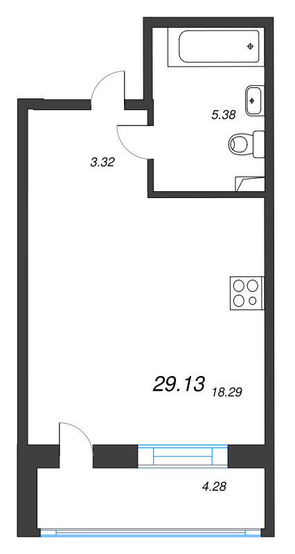 Квартира-студия, 29.13 м² в ЖК "Энфилд" - планировка, фото №1