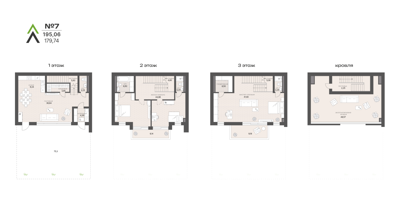 4-комнатная (Евро) квартира, 195.3 м² - планировка, фото №1