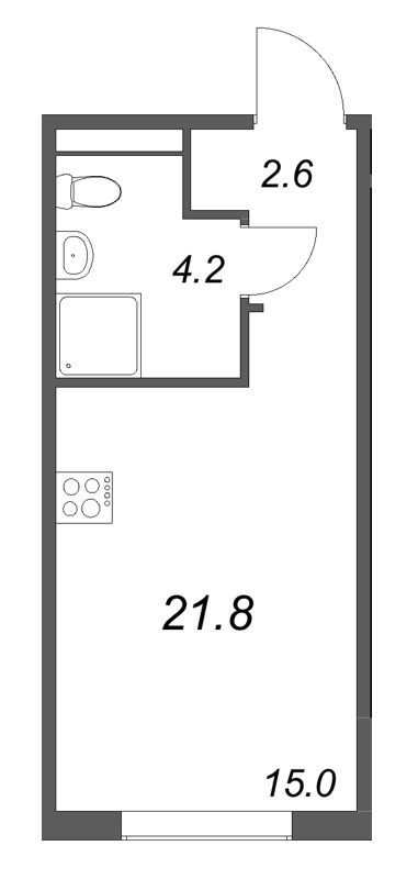 Квартира-студия, 21.8 м² в ЖК "Пулково Lake" - планировка, фото №1