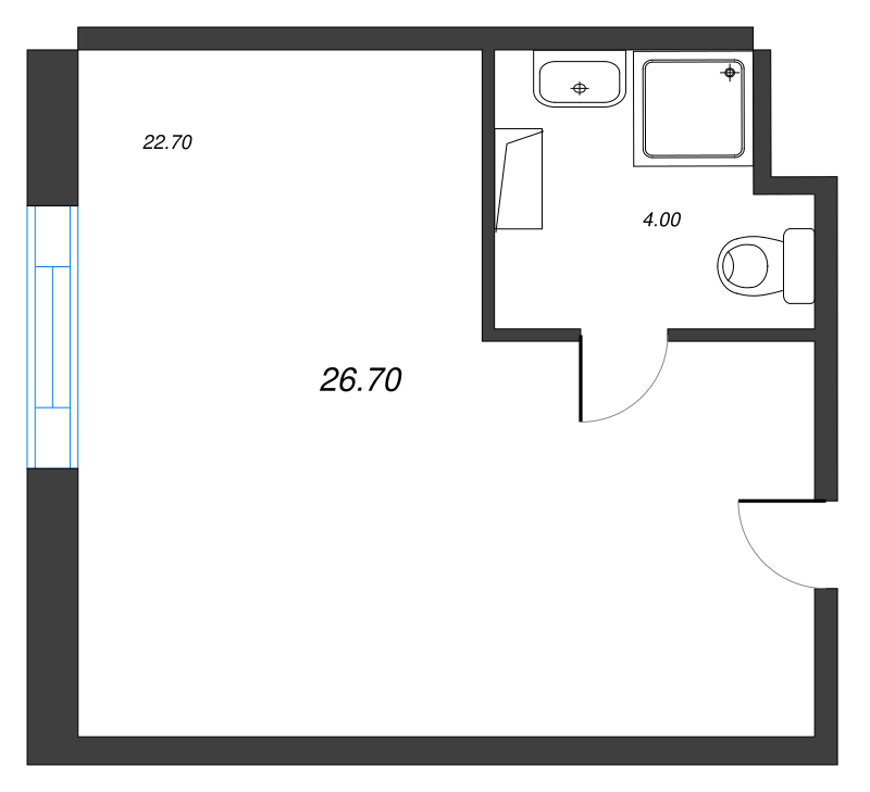 Квартира-студия, 26.9 м² в ЖК "VIDI" - планировка, фото №1