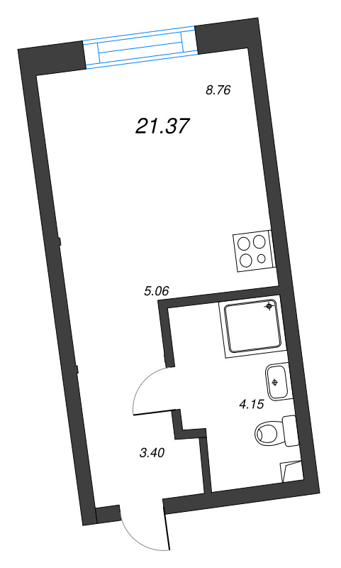 Квартира-студия, 21.37 м² в ЖК "Бульвар Грина" - планировка, фото №1