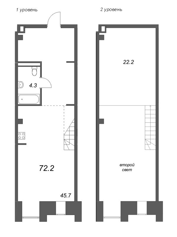 Квартира-студия, 72.2 м² в ЖК "Serebro by Avenue-Apart" - планировка, фото №1