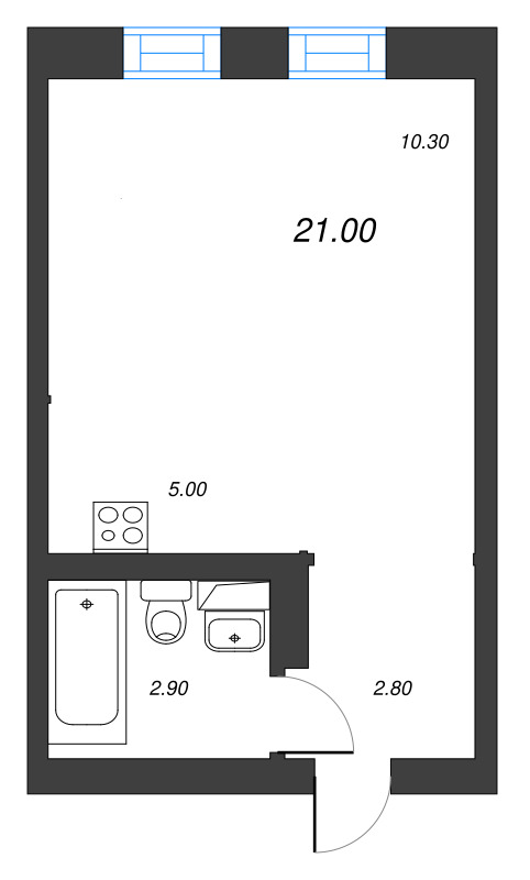 Квартира-студия, 21 м² в ЖК "ЭКО Квартал NEGA" - планировка, фото №1