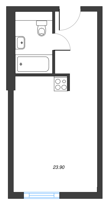 Квартира-студия, 23.8 м² в ЖК "GLER" - планировка, фото №1