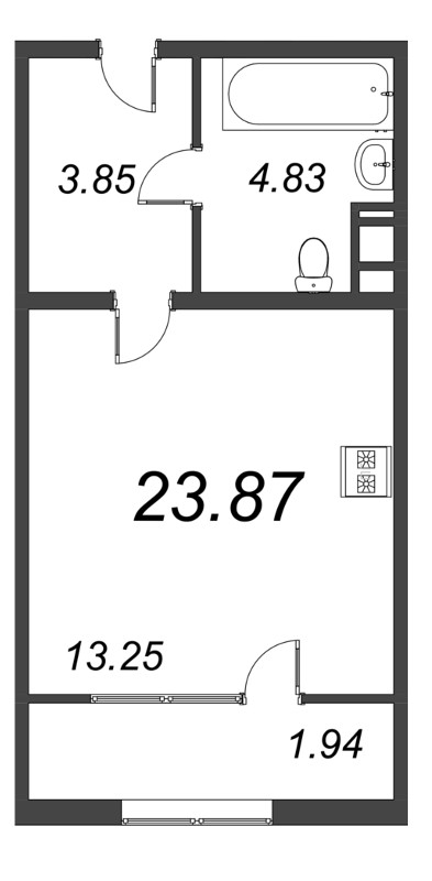 Квартира-студия, 25.4 м² в ЖК "Pixel" - планировка, фото №1