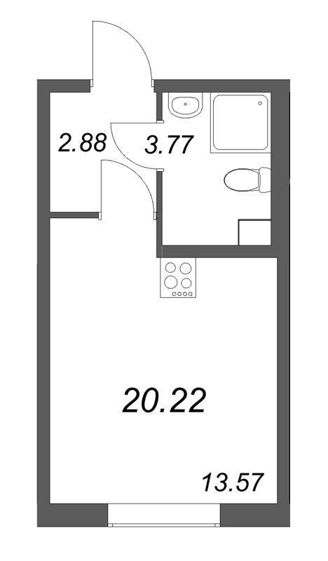 Квартира-студия, 20.22 м² в ЖК "Кинопарк" - планировка, фото №1