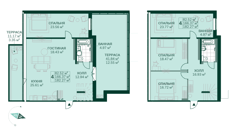 5-комнатная (Евро) квартира, 182.32 м² в ЖК "Magnifika Lifestyle" - планировка, фото №1