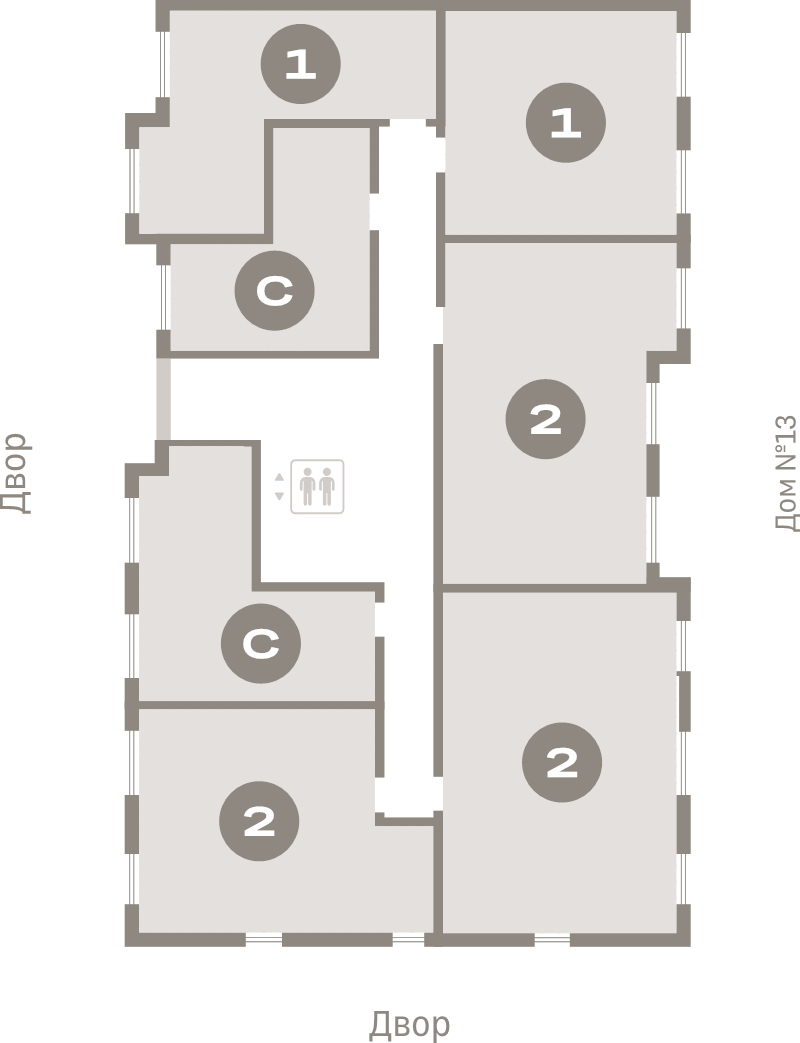 2-комнатная (Евро) квартира, 43.2 м² в ЖК "Брусника в Новоселье" - планировка этажа