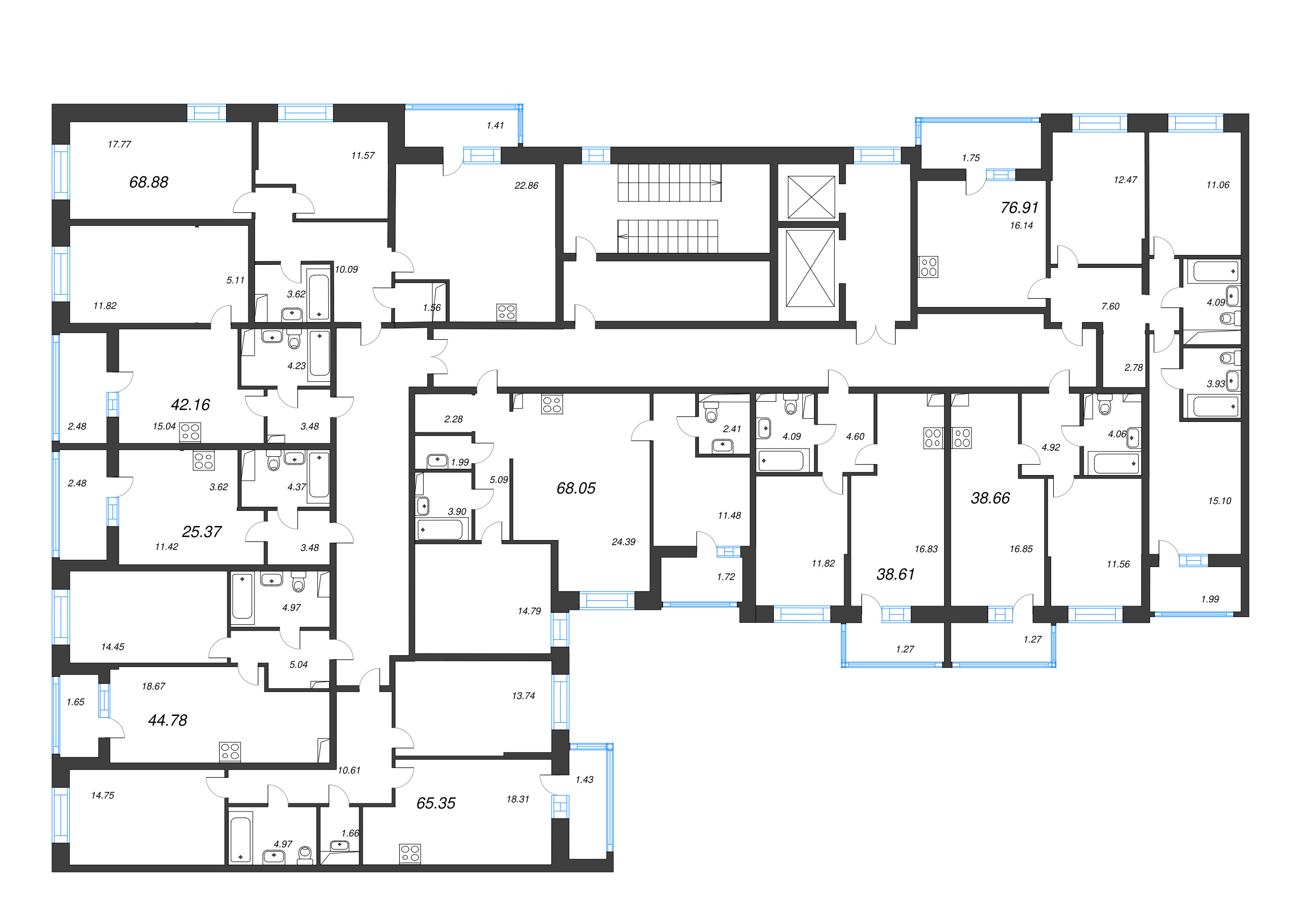 Квартира-студия, 25.37 м² - планировка этажа