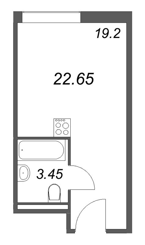 Квартира-студия, 22.65 м² в ЖК "Арт Плаза" - планировка, фото №1