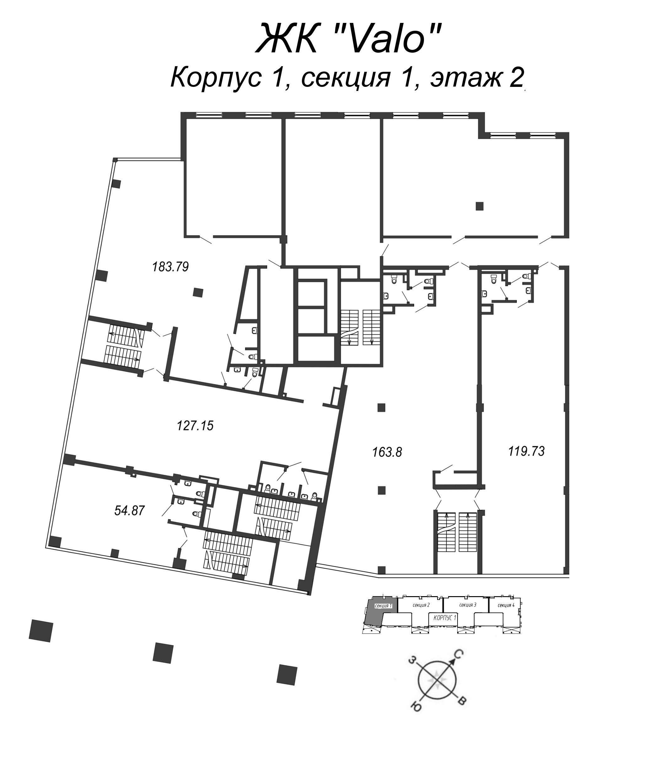 Помещение, 164.7 м² в ЖК "Valo" - планировка этажа