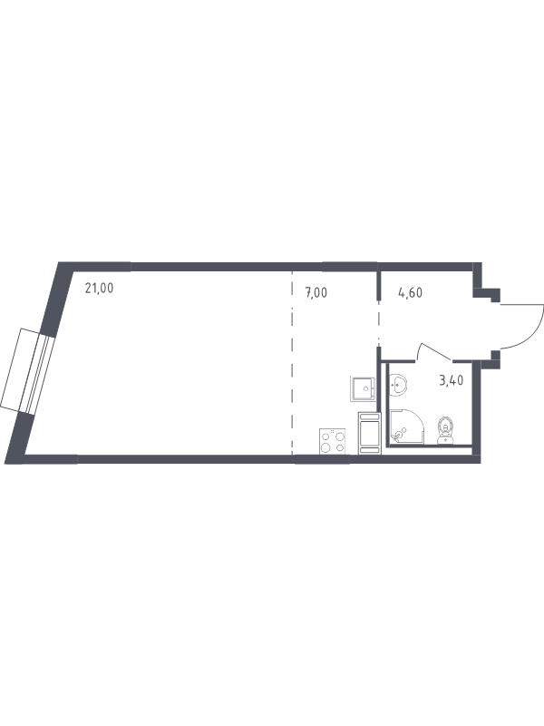 Квартира-студия, 36 м² в ЖК "Курортный Квартал" - планировка, фото №1