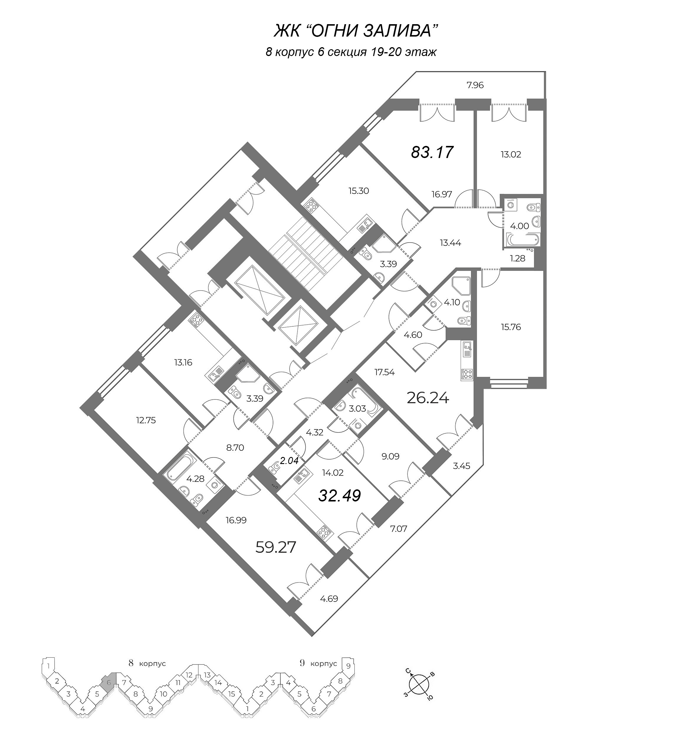 1-комнатная квартира, 36.02 м² - планировка этажа