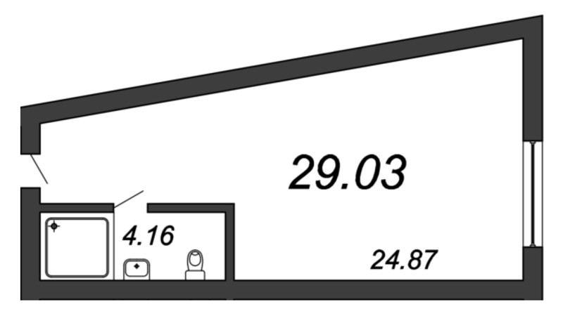 Квартира-студия, 28.78 м² - планировка, фото №1