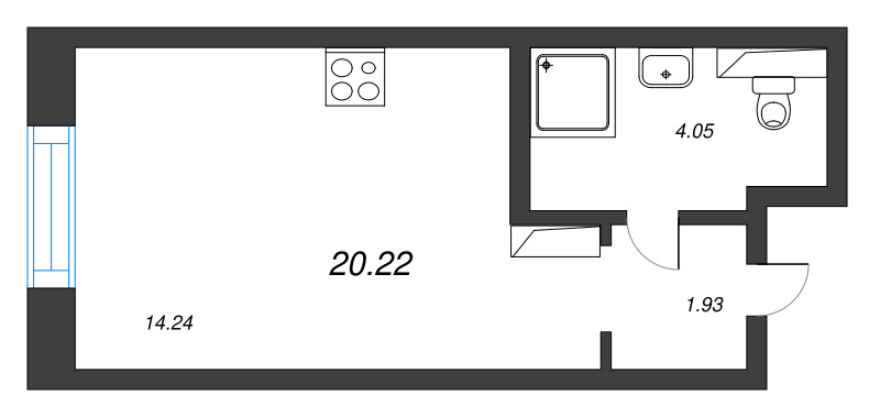 Квартира-студия, 20.22 м² в ЖК "Цивилизация на неве" - планировка, фото №1