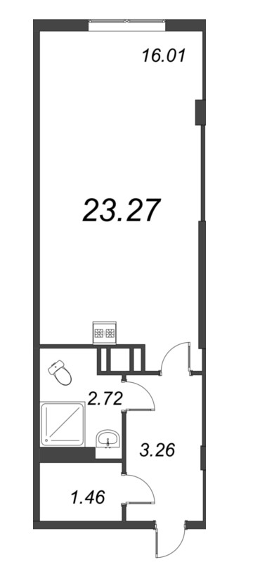 Квартира-студия, 23.27 м² в ЖК "Ромашки" - планировка, фото №1