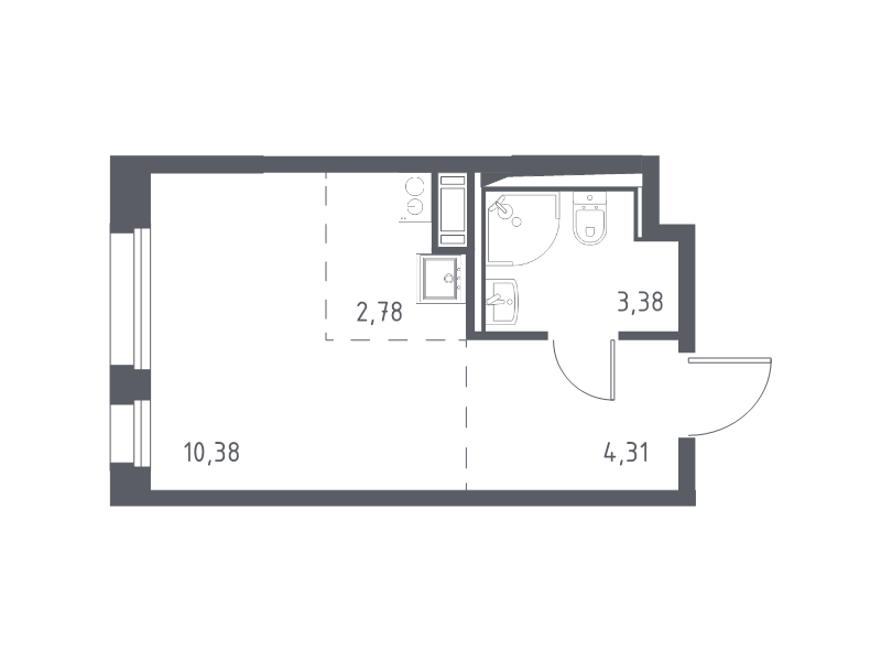 Квартира-студия, 20.85 м² в ЖК "Новые Лаврики" - планировка, фото №1