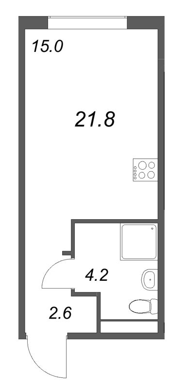 Квартира-студия, 21.8 м² в ЖК "Пулково Lake" - планировка, фото №1