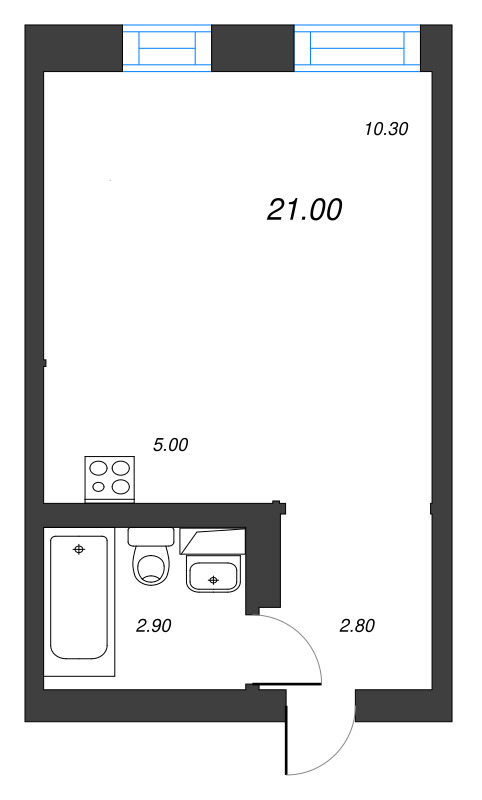 Квартира-студия, 21 м² в ЖК "ЭКО Квартал NEGA" - планировка, фото №1