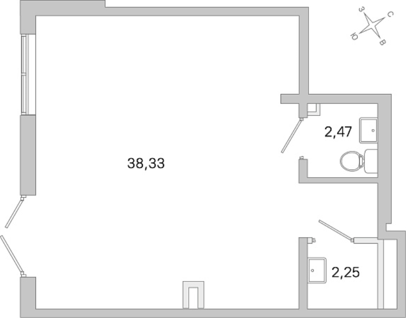 Помещение, 43.05 м² в ЖК "ЮгТаун" - планировка, фото №1