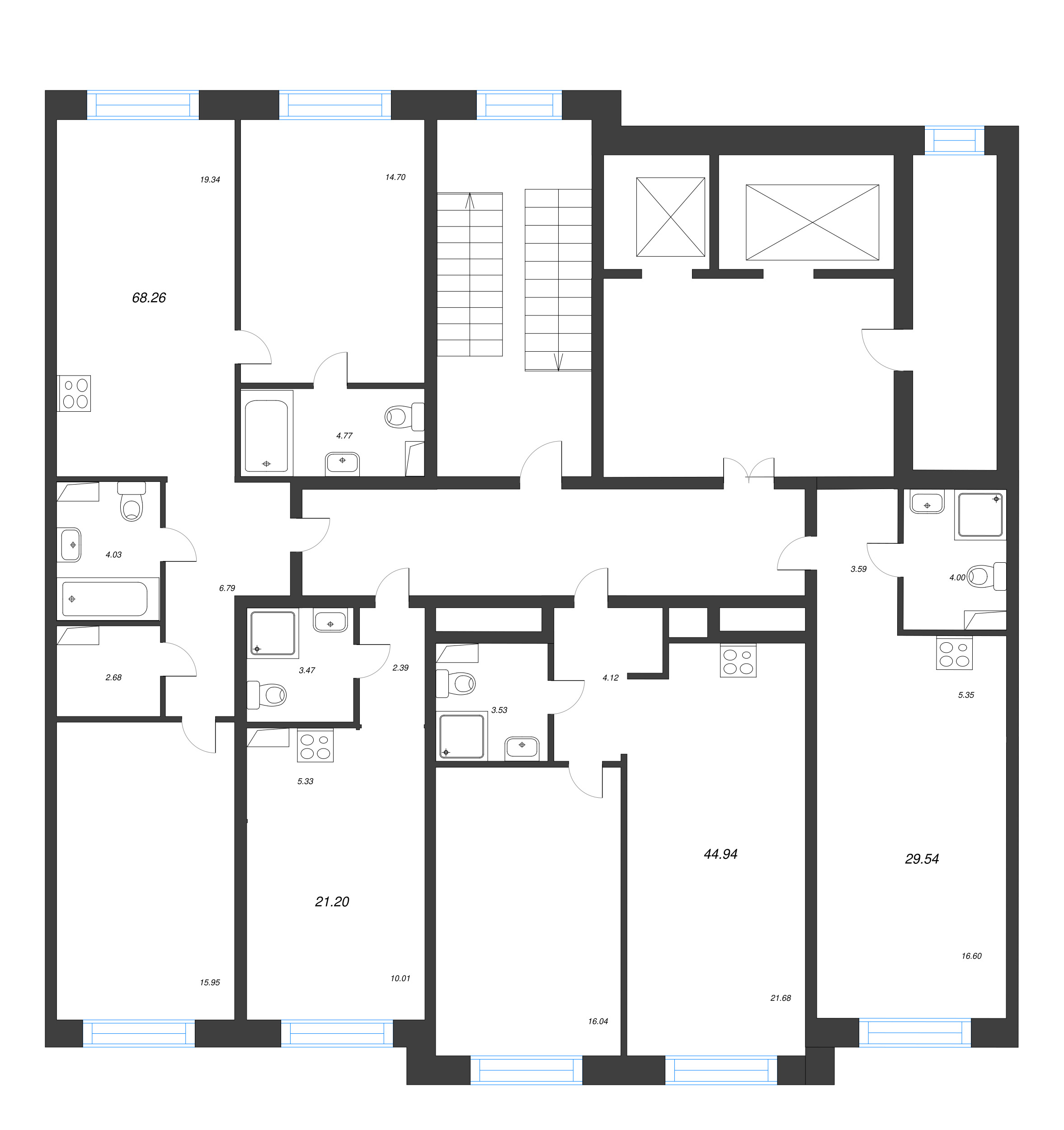 Квартира-студия, 29.54 м² в ЖК "Остров Первых" - планировка этажа