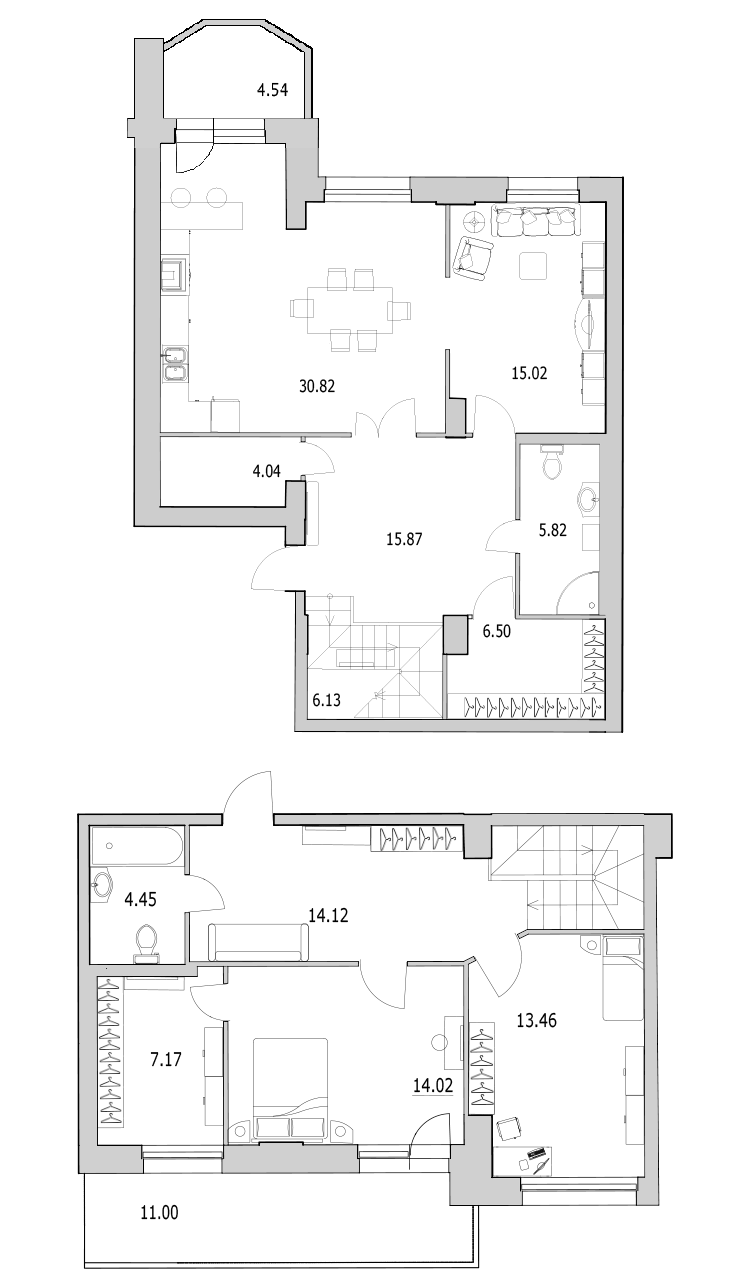 4-комнатная (Евро) квартира, 142.4 м² в ЖК "Байрон" - планировка, фото №1