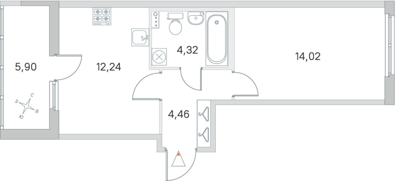 1-комнатная квартира, 35.04 м² в ЖК "Любоград" - планировка, фото №1