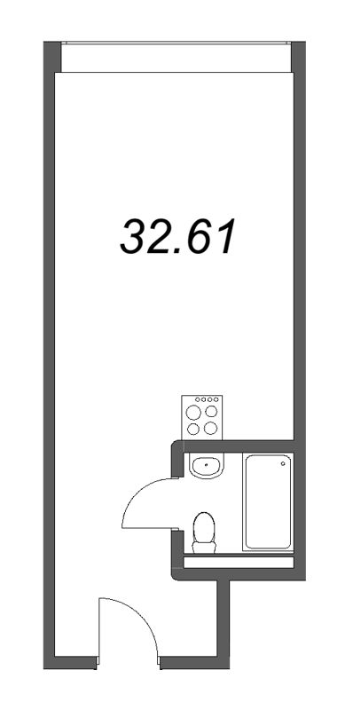 Квартира-студия, 32.61 м² - планировка, фото №1