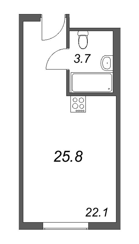 Квартира-студия, 25.8 м² в ЖК "ARTSTUDIO M103" - планировка, фото №1