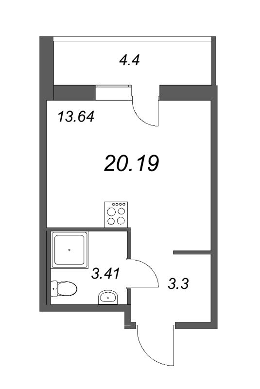 Квартира-студия, 20.19 м² - планировка, фото №1