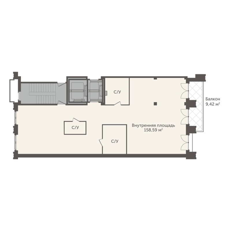 Квартира-студия, 161.42 м² в ЖК "Аструм" - планировка, фото №1