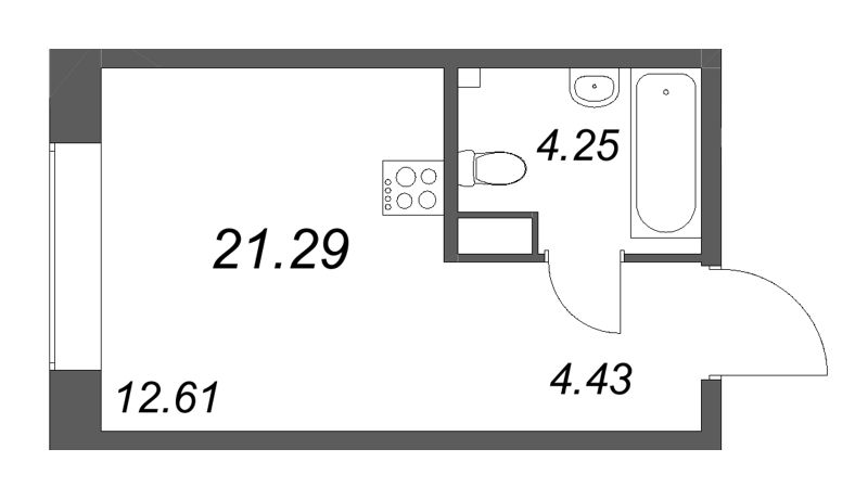 Квартира-студия, 21.29 м² в ЖК "Аквилон Солар Парк" - планировка, фото №1