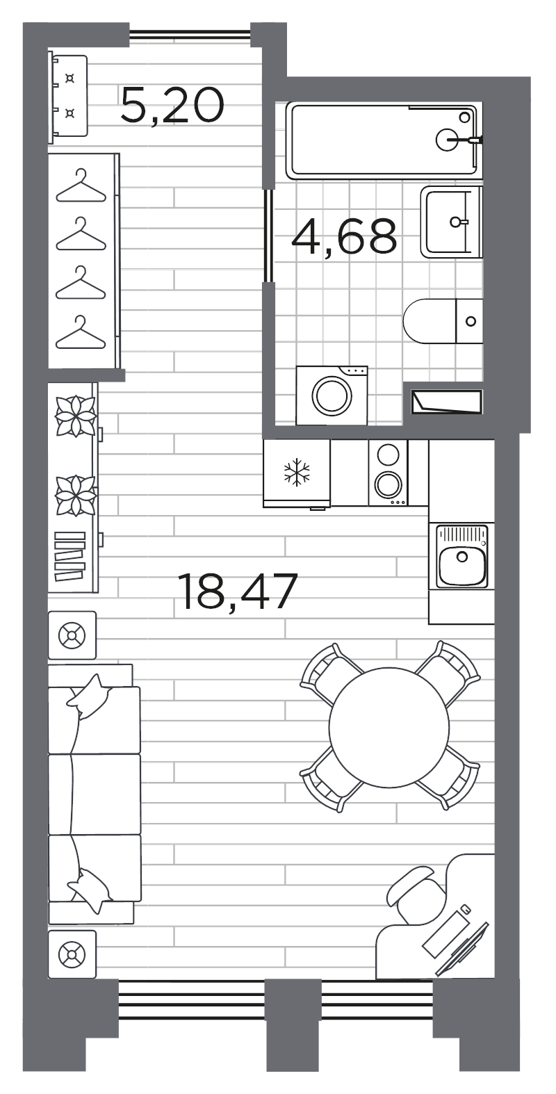 Квартира-студия, 28.35 м² в ЖК "Ассамблея" - планировка, фото №1