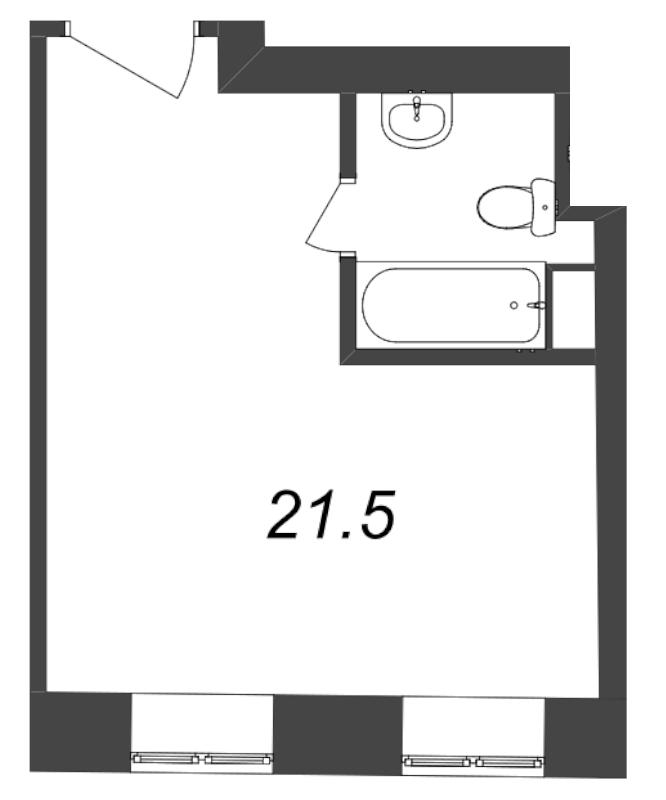 Квартира-студия, 29.2 м² в ЖК "Тележная 21-29" - планировка, фото №1