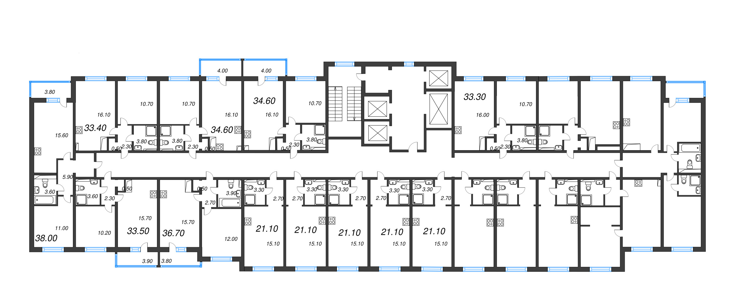 Квартира-студия, 21.1 м² в ЖК "Зеркальный ручей" - планировка этажа