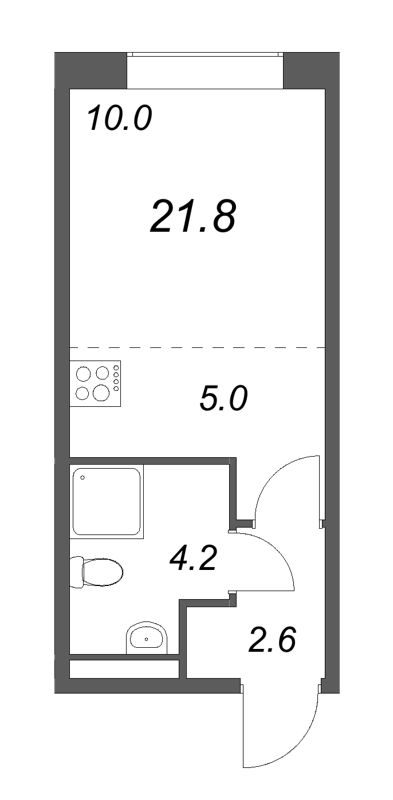 Квартира-студия, 21.8 м² в ЖК "Пулково Лейк" - планировка, фото №1