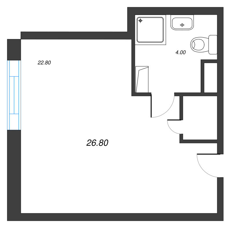 Квартира-студия, 26.8 м² - планировка, фото №1