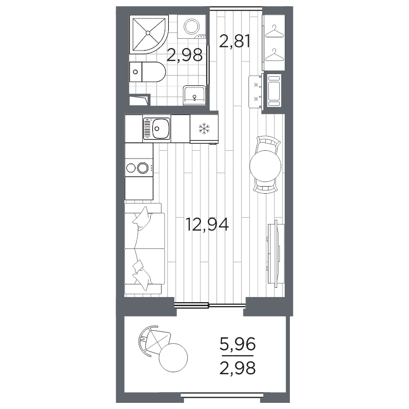 Квартира-студия, 21.71 м² в ЖК "Оптимист" - планировка, фото №1