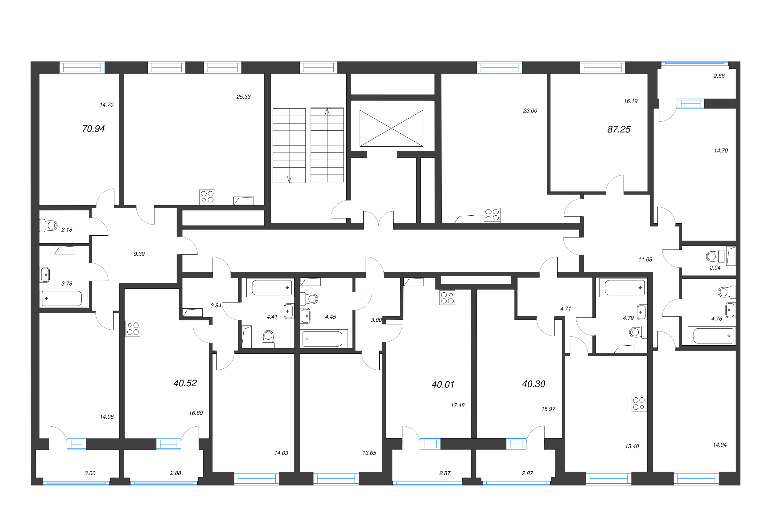 1-комнатная квартира, 40.3 м² - планировка этажа