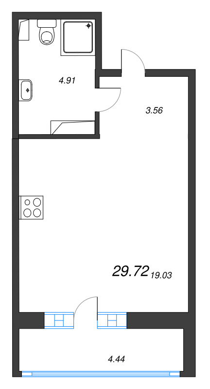 Квартира-студия, 29.72 м² в ЖК "Энфилд" - планировка, фото №1