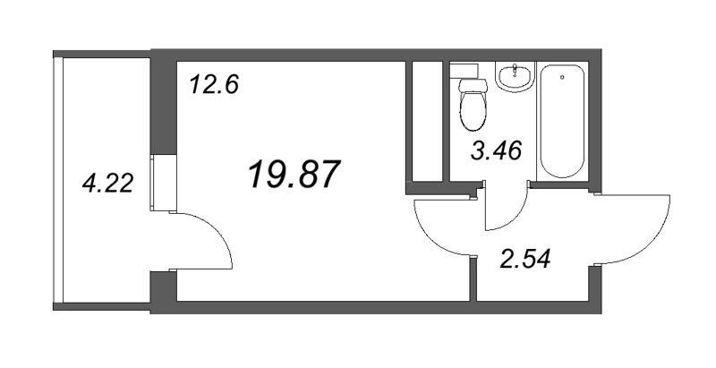 Квартира-студия, 19.87 м² в ЖК "AEROCITY Club" - планировка, фото №1
