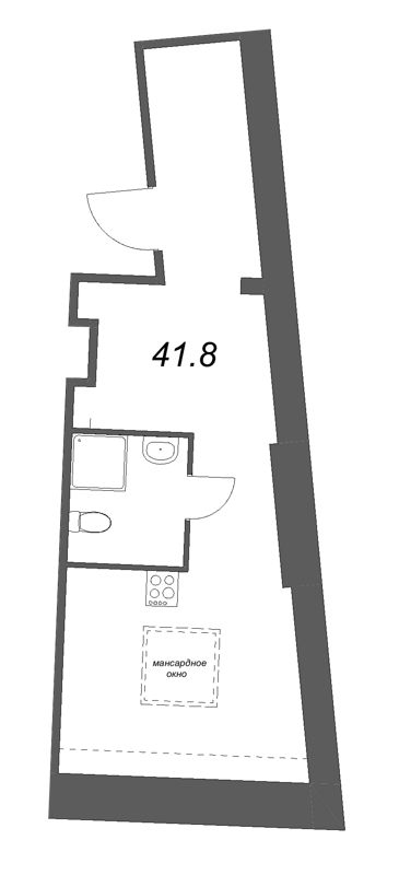 Квартира-студия, 41.8 м² - планировка, фото №1