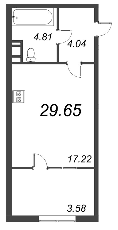 Квартира-студия, 32.6 м² в ЖК "Pixel" - планировка, фото №1