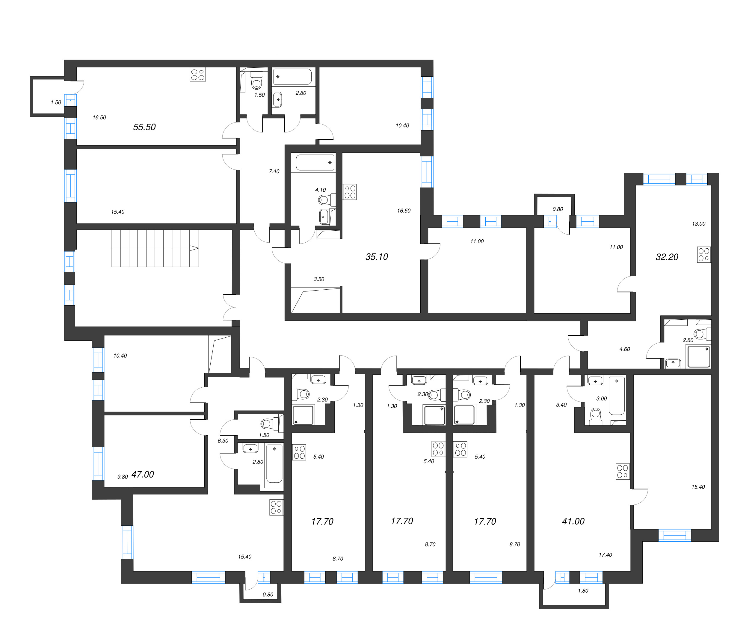 Квартира-студия, 17.7 м² в ЖК "Эко Квартал Нега" - планировка этажа