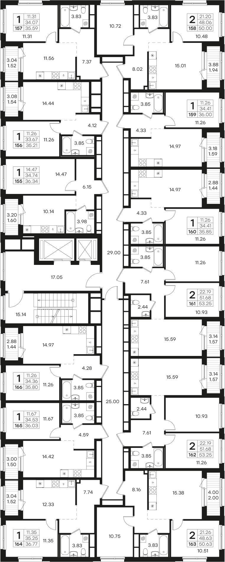2-комнатная квартира, 49.98 м² в ЖК "Парголово" - планировка этажа